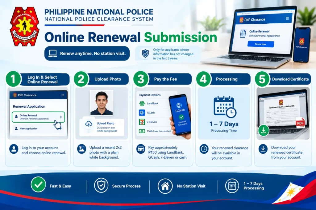 Online Renewal Submission at National Police Clearance Renewal