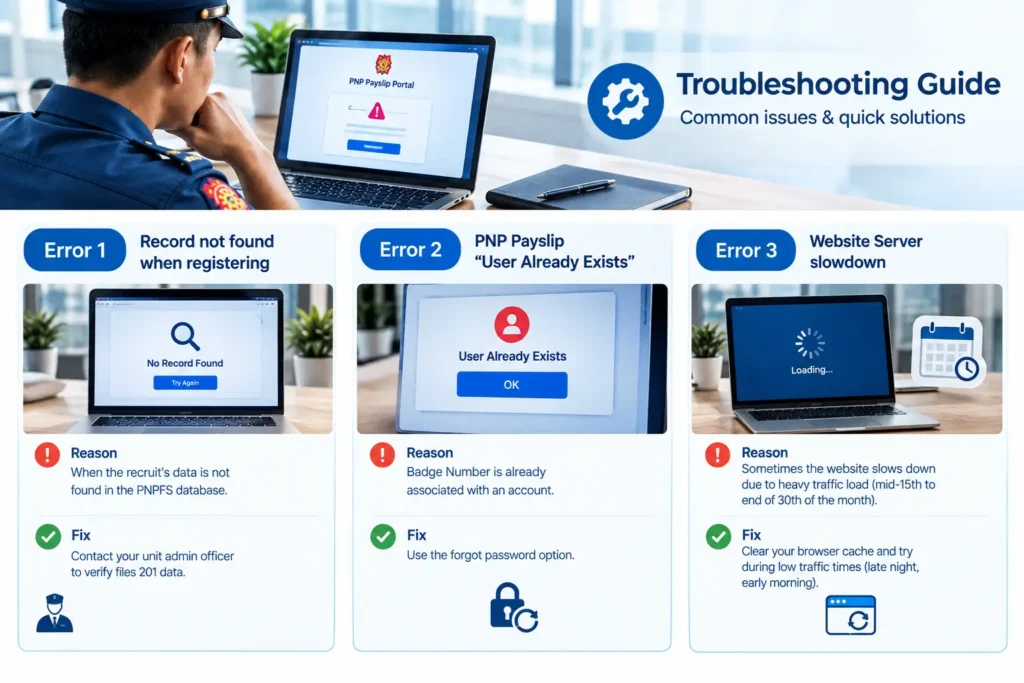 PNP  Online Payslip  Portal Troubleshooting Guide